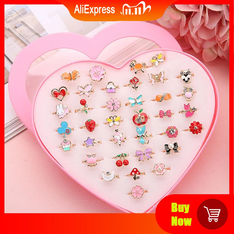 36pc Fancy Adjustable Cartoon Rings Party Favors Kids Girls Action Figures Toy Jewelry Adjustable Rings Children Kids Girls Gift