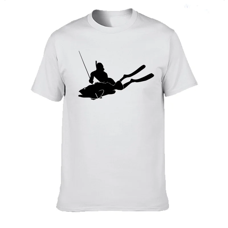 Spearfishing Spear FISH Fishing Diver Fun T Shirt Casual Cotton Summer Short Sleeve Funny T-shirt Mans Tshirt Men Clothing tops