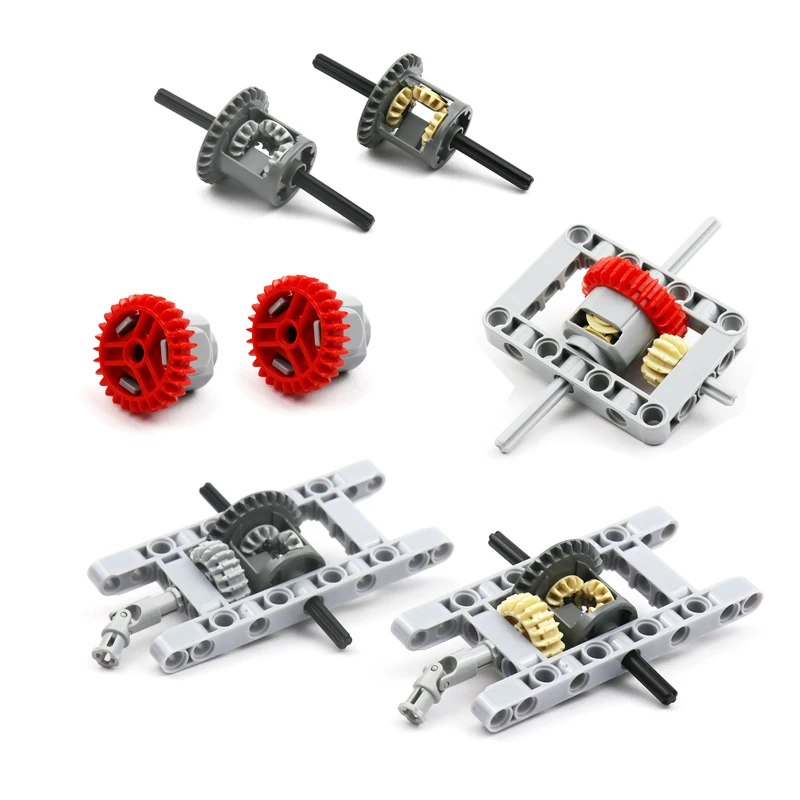 Recién llegado, piezas técnicas MOC, bloques de construcción, Kits de engranajes diferenciales, paquete de juego de diferencial enmarcado técnico
