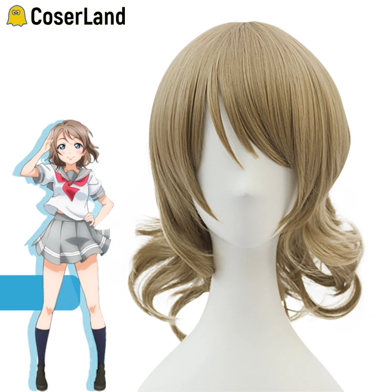 You Watanabe Cosplay Perruque brune, Love Live! Phare avant Accessoires de cosplay d'écolière Kawaii, accessoires de olympiques d'Halloween