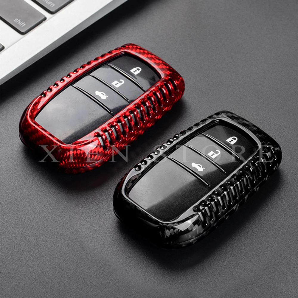 Real Carbon Fiber Car Remote Smart Key Fob Case Cover Holder Shell Skin For For Toyota Hilux Fortuner Innova 86 Accessories