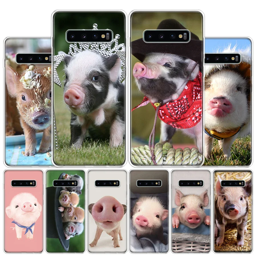 Mini Pet Small Cute Pig Phone Case For Samsung Galaxy S24 S23 S22 Ultra S21 S20 Fe S10 Plus S10E S9 S8 + Shell Coque