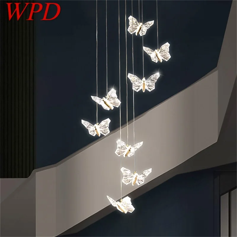 WPD Nordic Butterfly Chandelier Lamps Modern Fixtures Pendant Lights Home LED for Stairs Hall