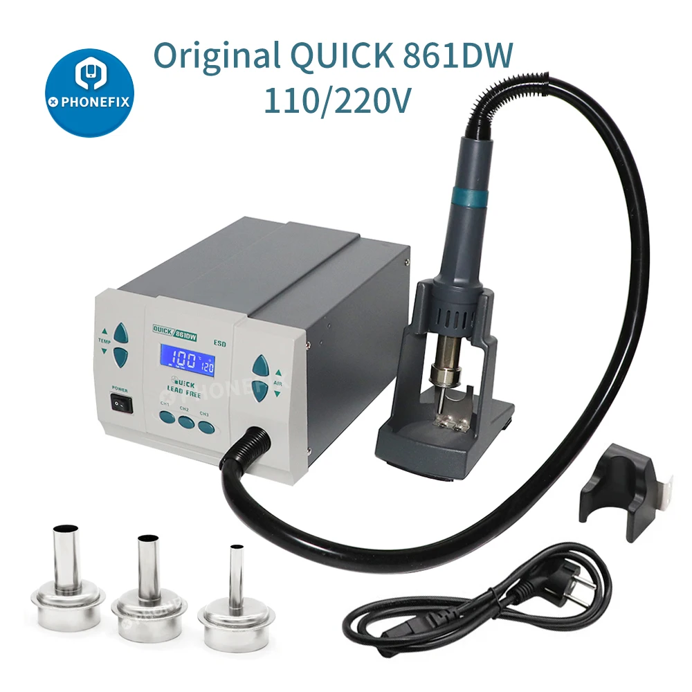 はんだ付けステーション861dw,鉛フリー,ヒートガン,3/7ピースノズル,熱風ガン,再加工機,1000w