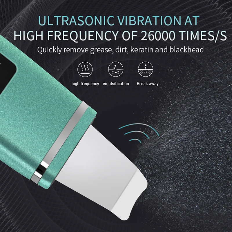 Limpiador ultrasónico para la piel, espátula Facial con vibración, eliminador de espinillas, pala de limpieza, Peeling de cavitación