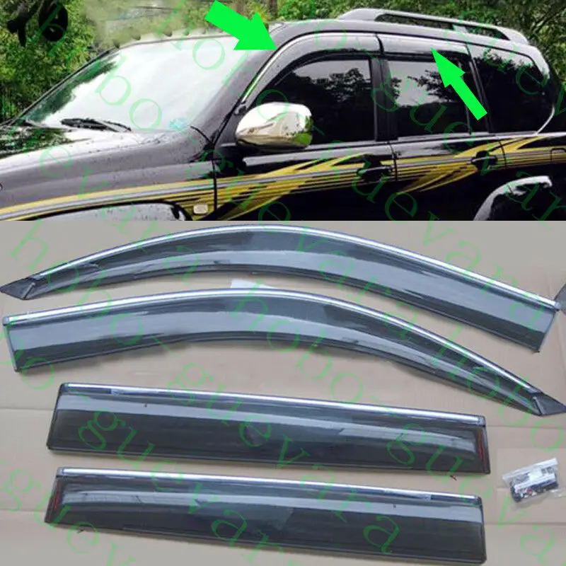 Fit For Toyota Land Cruiser Prado FJ120 2003-2009 Car Window Rain Eyebrow Trims 4pcs