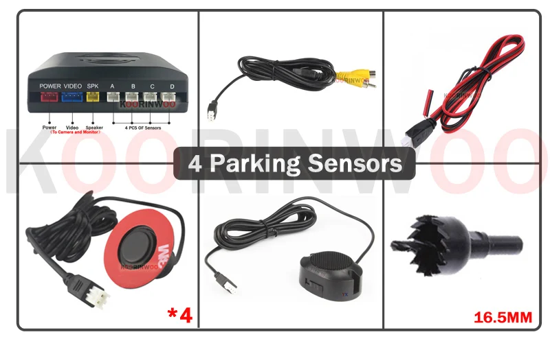 Koorinwoo Parktronic 13MM Flache Rotation Auto Parksensoren 8/6/4 Hintergrundbeleuchtung Vorne Hinten Summer 12V Für Andriod DVD Video System – Detail 8