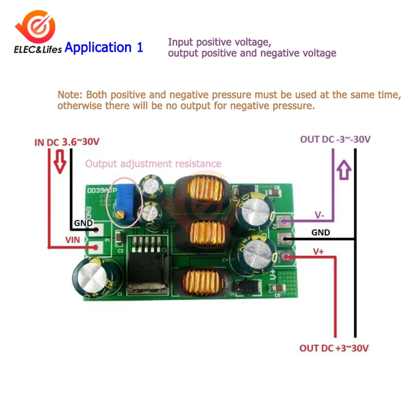 2 in 1 20W 3.6-30V to +-3-30V Boost Buck Dual Output Voltage Module Adjustable Output DC DC Step-up Step-down Converter Board