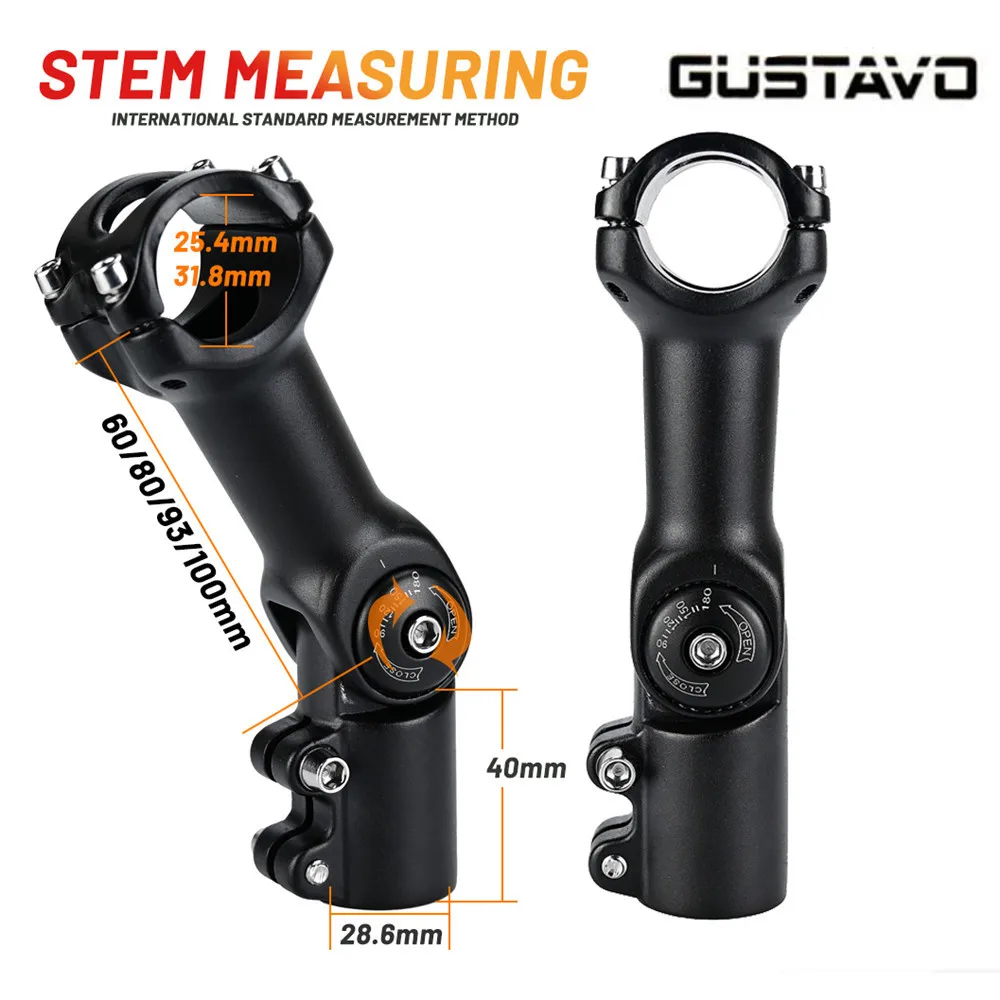 GUSTAVO Adjustable Bike Stem Riser for 25.4/31.8mm Handlebar 60/80/93/100mm Stem MTB Road City Bike Bicycle part Rise Extender