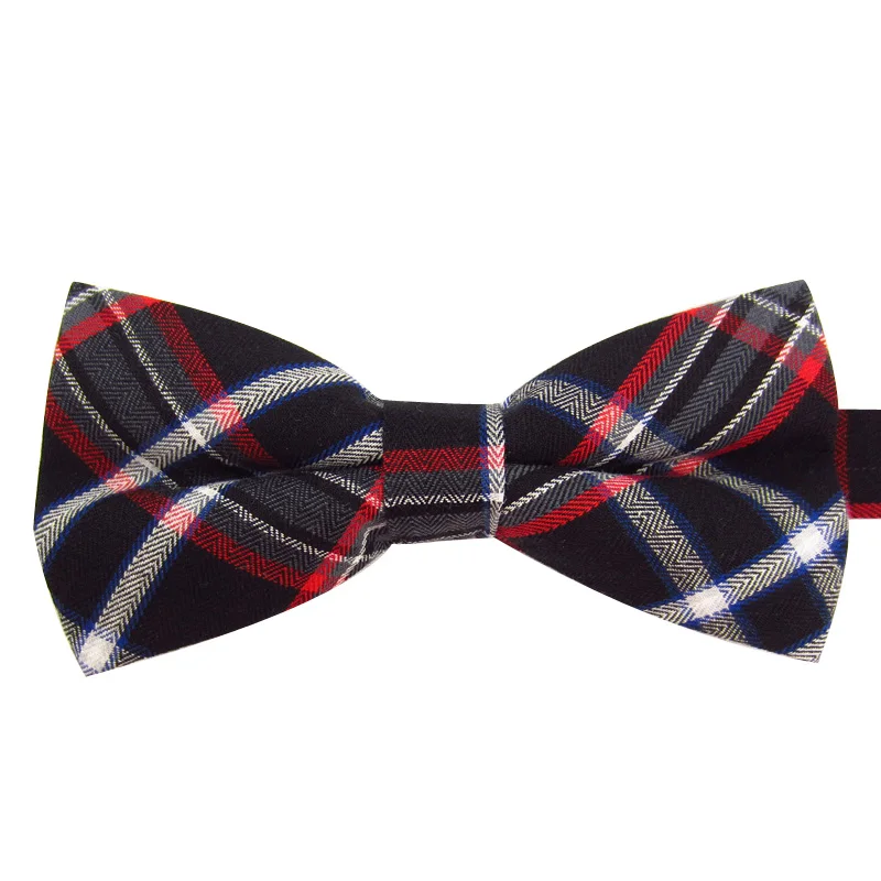 

2024 New Fashion Men's Bow Ties Wedding Double Fabric Cotton Plaid Bowtie Club Banquet Anniversary Butterfly Tie with Gift