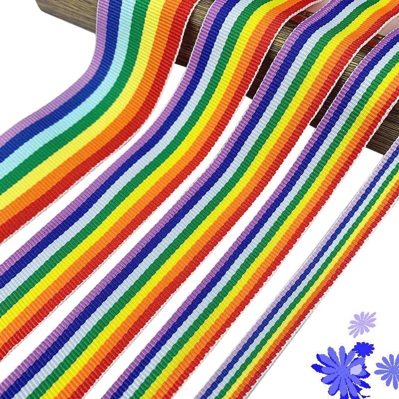 5 Yards Rainbow Ribbon For Party Wedding Decoration Gift Wrapping DIY Hair Bows Christmas Ribbon Clothing Bag Sewing Fabric