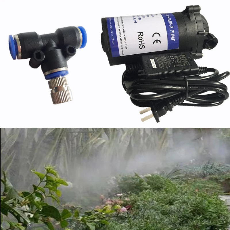 M097 Complete watering kit 10M/20M/25M quiet pump wet fog for hydroponics and aeroponics water spray with slip lock mist nozzles