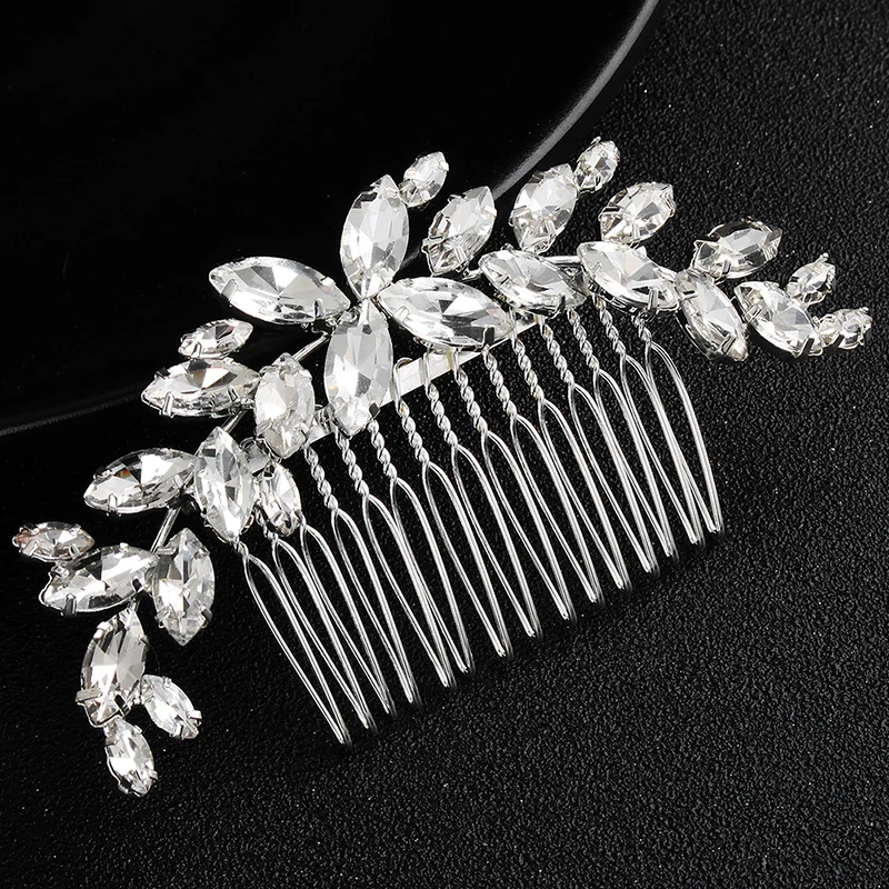 Efily Bridal Wedding Hair Accessories Crystal Silver Color Hair Combs for Women Bride Headpiece Party Jewelry Bridesmaid Gift