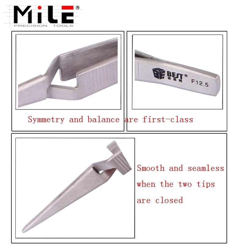 MILE 121mm Cross Lock Stainless Steel Precision Reverse Tweezers Mobile Phone Repair Manual Tool