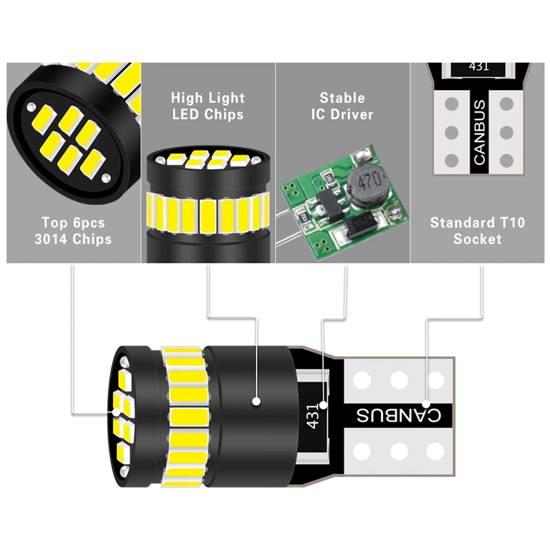2x 12V W5W T10 LED Auto Lamp Interior Parking Light for Mazda 6 5 3 Axela CX-5 CX5 2 Spoilers MX5 CX 5 323 CX-7 GH CX3 CX7 MPV