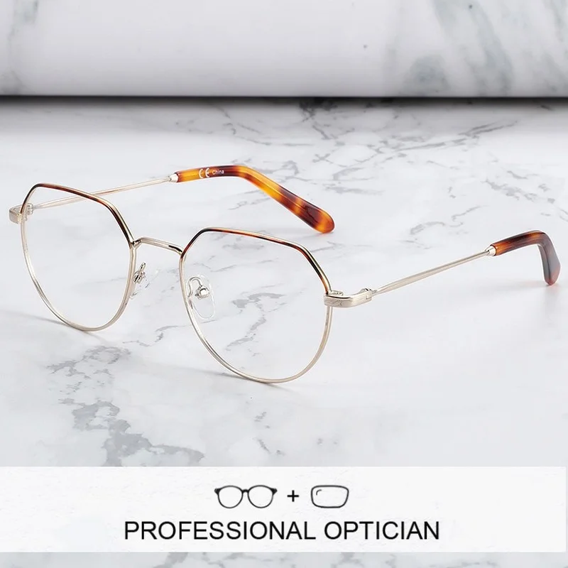 

ZENOTTIC Fashion Lovers Prescription Progressive Glasses Metal Hexagon Optical Eyeywear Photochromic Myopia Eyeglasses