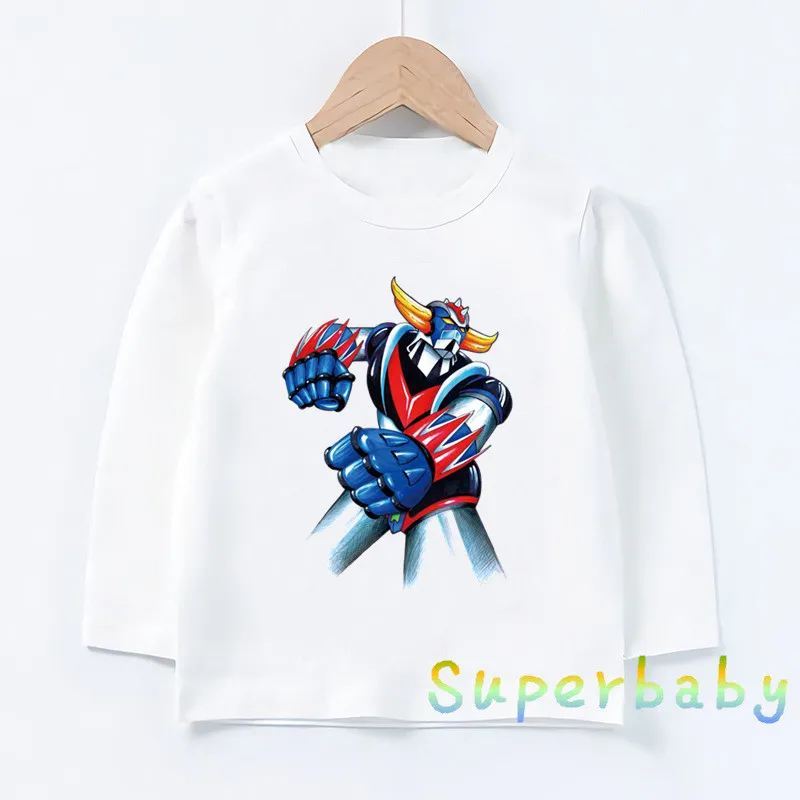 Children Robot Grendizer Anime Print T shirt Baby Boys Girls Cartoon Funny Tops Kids Long Sleeve T-shirt,LKP5244