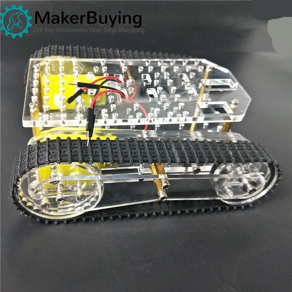 Chasis de tanque de Robot acrílico R4 transparente, fabricación CNC, plataforma hermosa para arduino