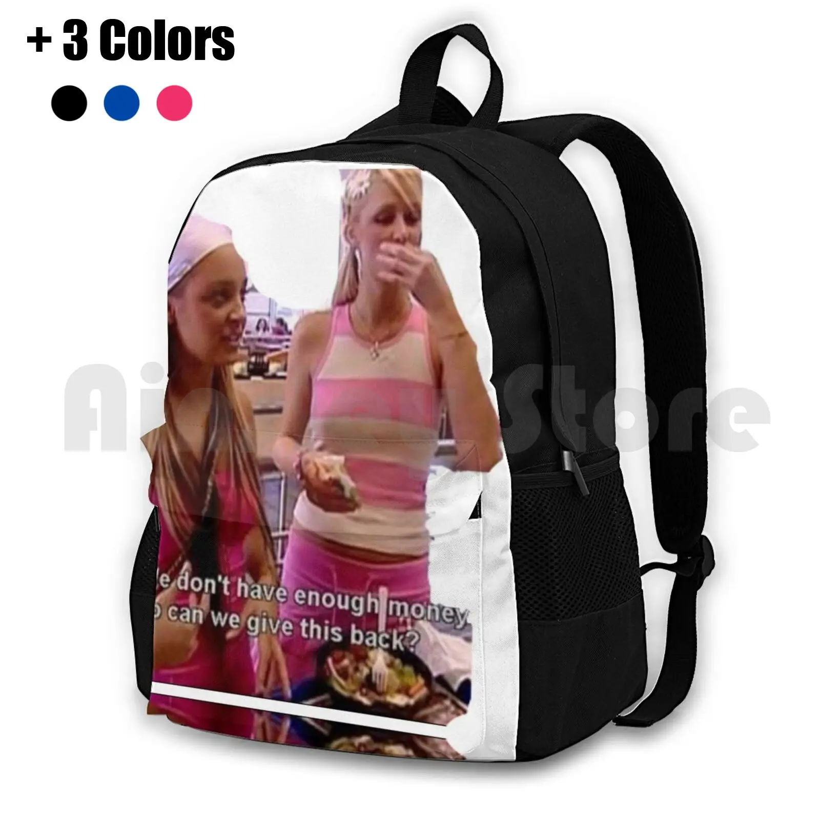 And Outdoor Hiking Backpack Waterproof Camping Travel Money Pink Fast Food Vsco Funny Meme Paris