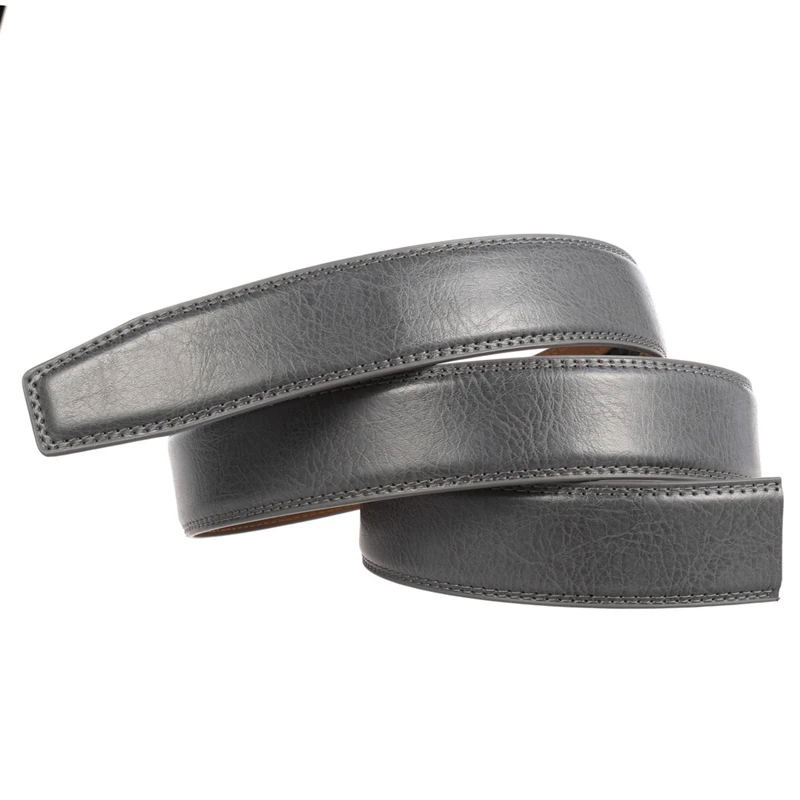 Luxury No Buckle Belt Cow Leather Belt Men Without Buckle 3.5cm Wide Holeless Gray Mens Automatic Genuine Leather Belts B293