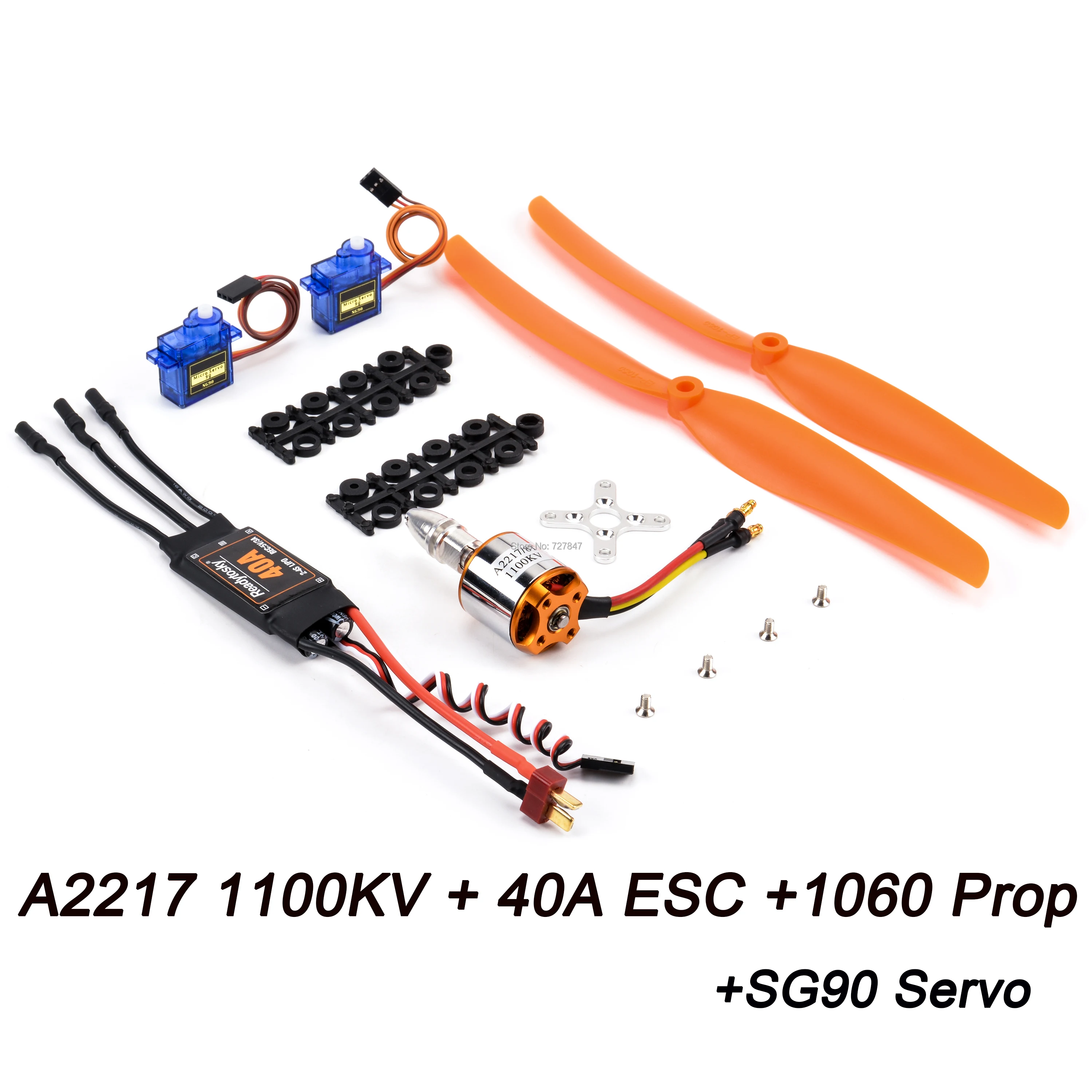 A2217 2217 1100KV / 1250KV / 2300KV Brushless Motor + 40A ESC + SG90 Servo + 6040/8060/1060 Prop for RC High Speed Fixing Wing