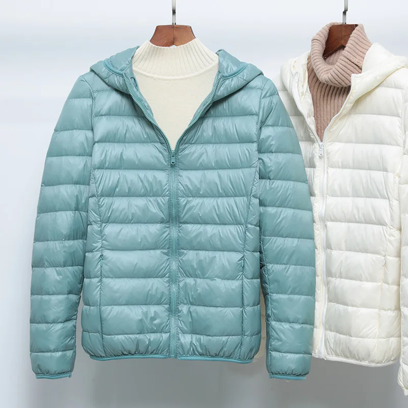 Spring Autumn Women Ultralight Thin Down Jacket White Duck Down Hooded Jackets Warm Winter Coat Parka Female Portable Outwear