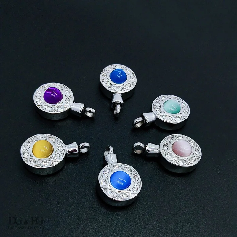 Small Animal Urn Opal pendant Fashion Female Elegant Jewelry Memorial Loved Pet Dog Cat Bird Ashes Holder Openable Locket