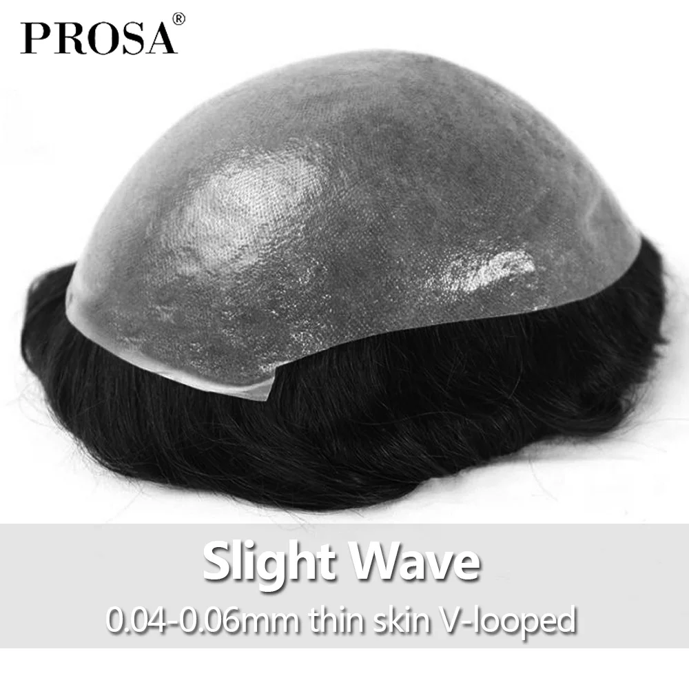 Lembut Kulit Tipis Pria Rambut Manusia Potongan V-Dilingkarkan Knot Wig untuk Pria 8X10 Inci Pria rambut Penggantian Sistem Kerapatan 100% Hairpiece