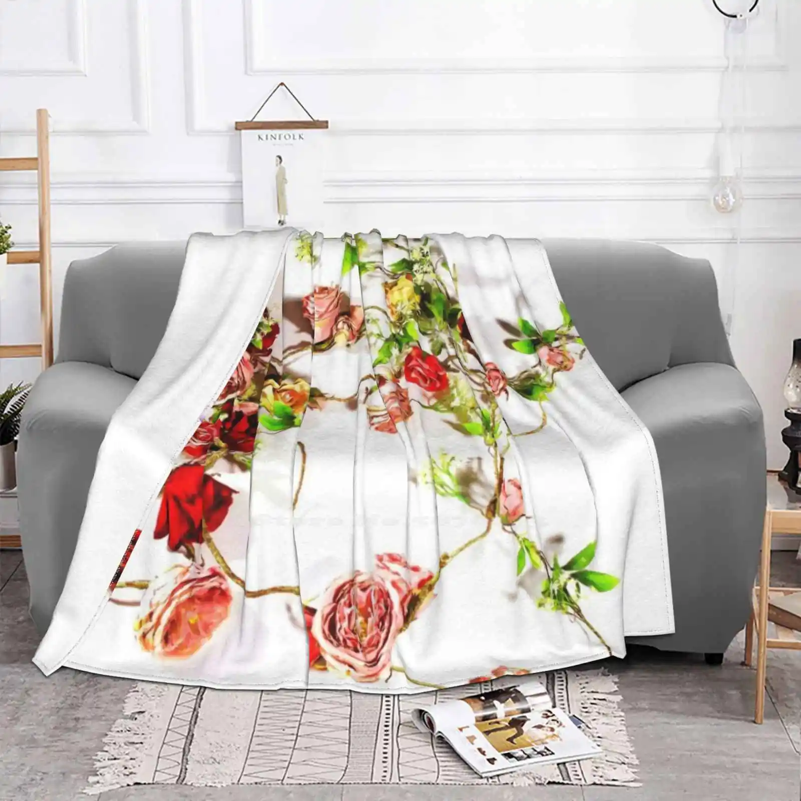 Romantic Fancy And Colorful Floral Print French Cottage Style Flowers Low Price New Print Novelty Fashion Soft Blanket Flower