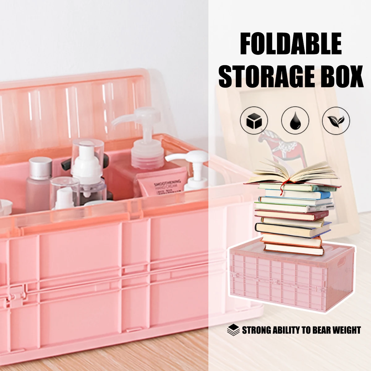 Collapsible Plastic Storage Box, Toy Box, Folding Sundry Storage Basket, Utility Cosmetic Container, Desktop Hard Tool Boxes