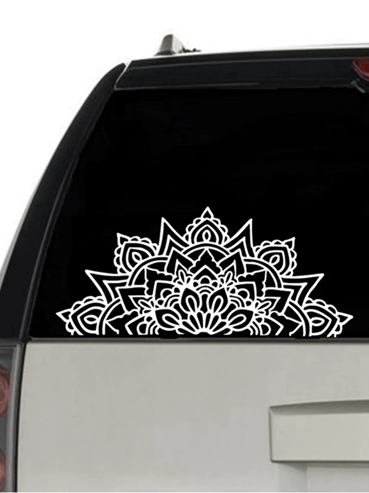 Mandala Naklejka Samochodowa Pół Mandala Święta Geometria Laptop Naklejka Winylowa Boho Hippie Bohemian Spiritual For Apple MacBook Decor — zdjęcie 2
