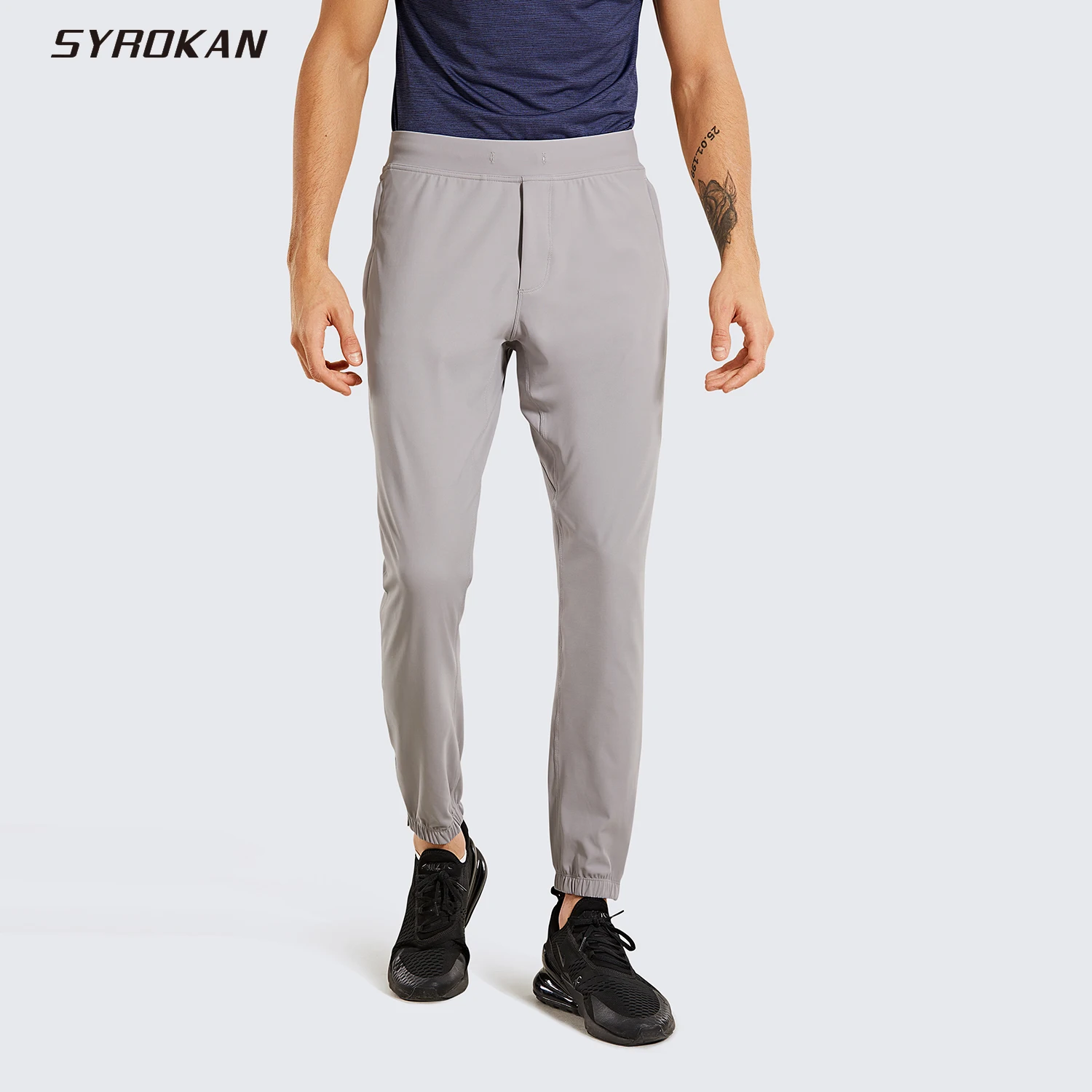 SYROKAN Men's Lightweight Elastic Stretchy Pants with Side pockets - 29 inches