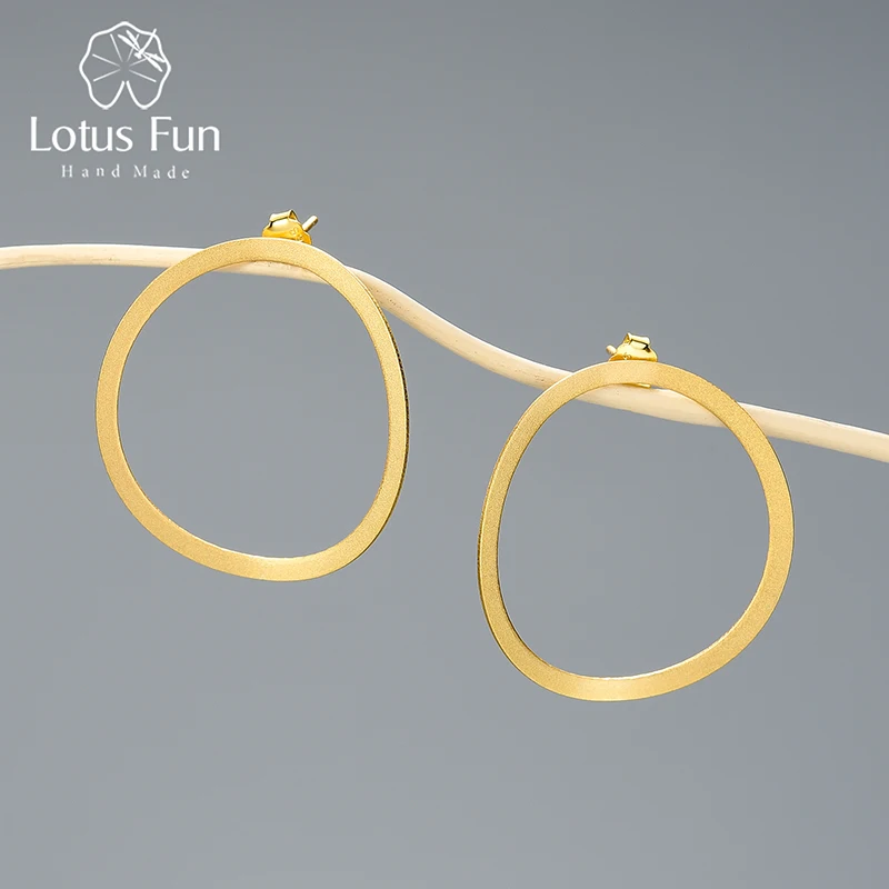 

Lotus Fun 18K Gold Minimalism Big Hoop Circle Dangle Earrings For Women Gift Real 925 Sterling Silver Luxury Female Fine Jewelry