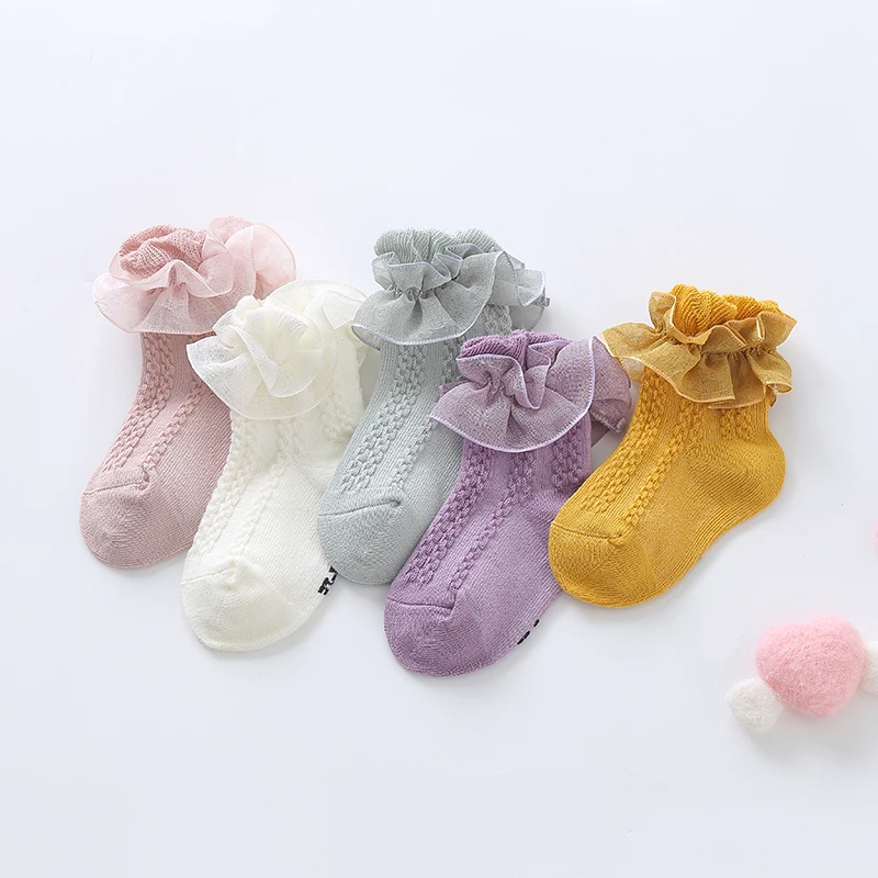 

Dance Lace Socks Toddler Girls Cotton Baby Fahion Socks Kids Cozy Vintage Ruffle Frilly Ankle Socks Harajuku Lace up Wedding