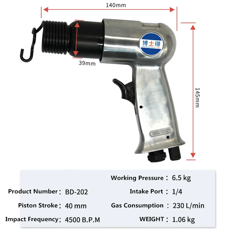 Pneumatic Rust Corrosion Slag Removing Deburring Tool Pick Chisel Impact Air Shovel Chisel Derusting Gun