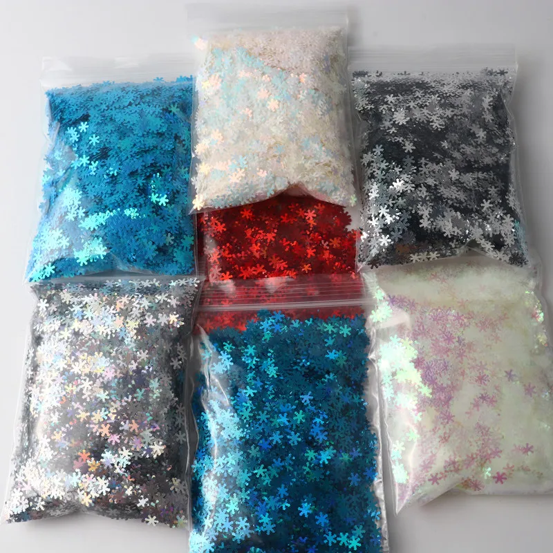 50G/10G Color Snowflake Sequins Ultra-Thin Flash Laser 3D Nail Holographic Painted Chameleon Film Diy Nail Neon Sequins 5Mm