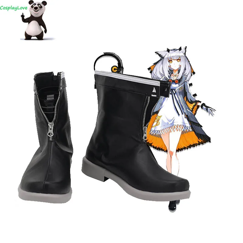 CosplayLove Arknights Ptilopsis Black Cosplay Shoes Long Boots Leather Custom Made For Halloween Christmas