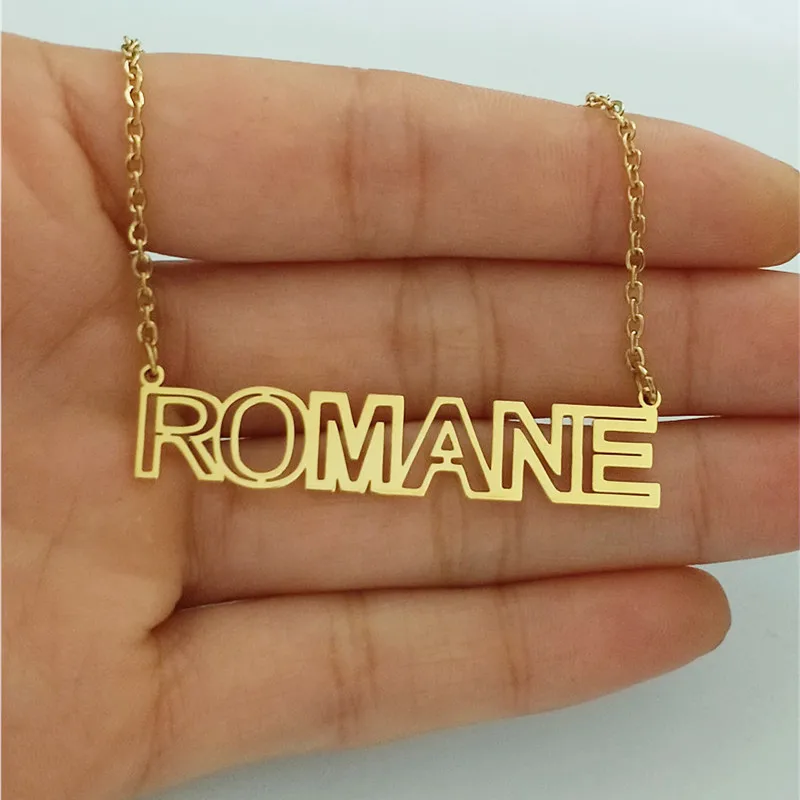 

Customized Fashion Stainless Steel Name Necklace Personalized Logo Choker Necklace Pendant For Women Nameplate Gift