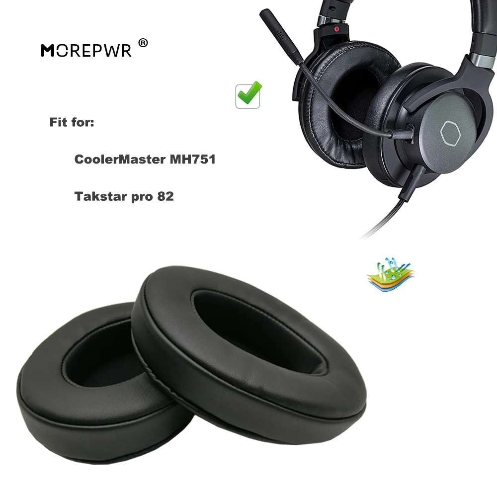 

Replacement Ear Pads for CoolerMaster MH751, Takstar pro 82 Headset Parts Leather Cushion Velvet Earmuff Earphone Sleeve Cover