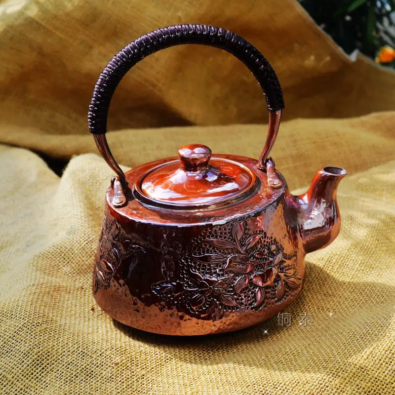 Pure Copper One Full Piece Teapot Water Kettle Retro Thick Top Grade Gift Handmade