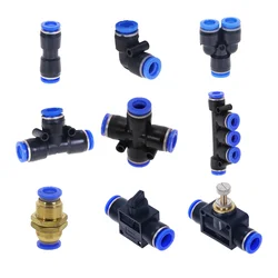 Accesorios Neumáticos PY/PU/PV/PE/HVFF/SA, tuberías de agua de aire y conectores de tubería de empuje directo, acoplamientos rápidos de manguera de plástico de 4 a 12mm