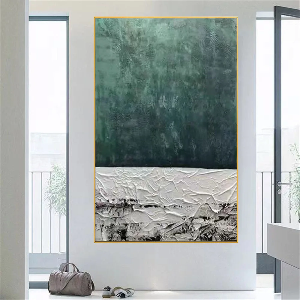 

Hand drawn oil painting green theme Wall Art Canvas Painting Morden Abstract Art Wall Picture for Living Room Porch Home Decor