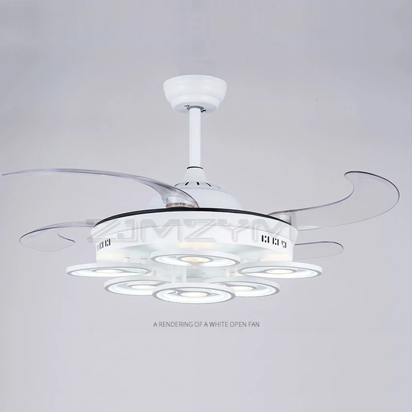 42-cal niewidoczne wentylator sufitowy z lampą LED lampa zdalnie sterowana wentylator żyrandol z funkcja odliczania czasu regulowany kolor temperatury