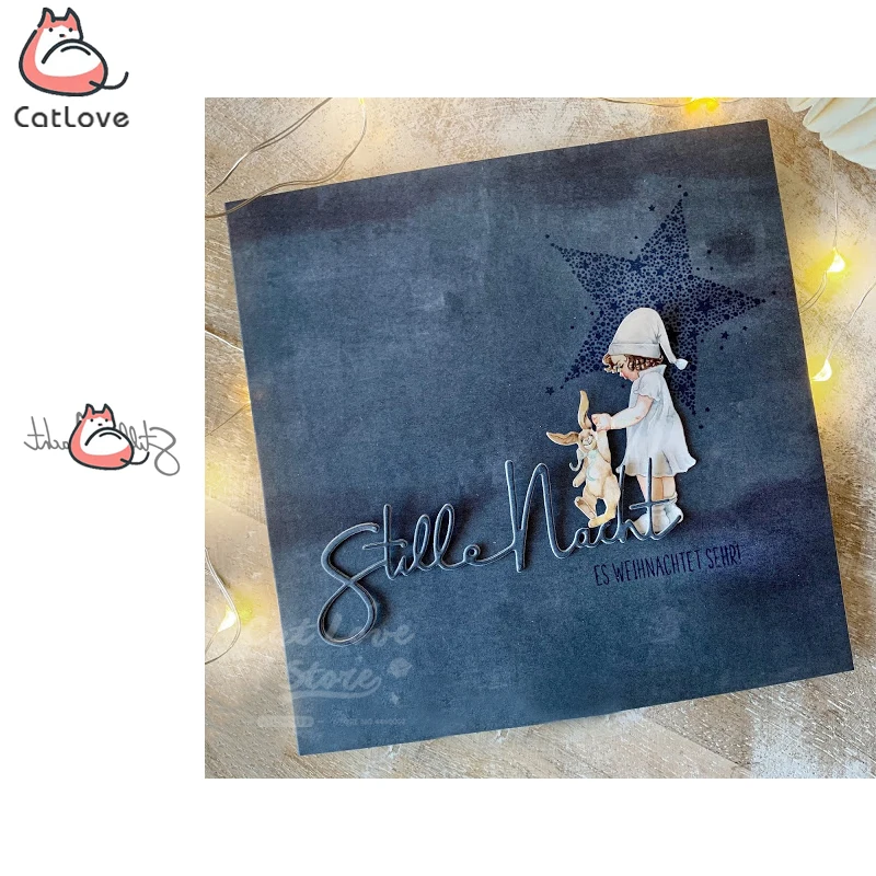 Sterlingsilber-stille Deutsch Stille Nacht Metall Schneiden Stirbt Scrapbooking Schablone Sterben Schnitte Karte, Der Handwerk Prägung New Stirbt Für 2019