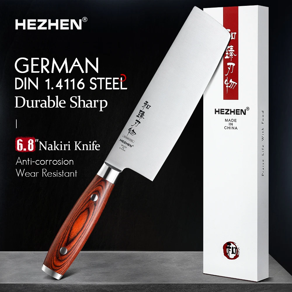 HEZHEN BASSIC Series Stainless Steel Nakiri Slice Kitchen Knife German Molybdenum Vanadium Steel Cook Knife