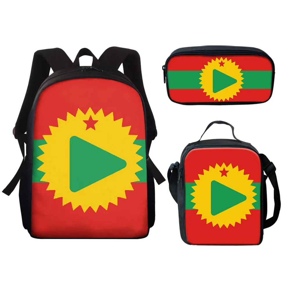 

Kids School Backpack 3pcs/set Travel School Bag Funny Flag Of The Oromo People Oromoo Print Bookbag Schoolbags Travel Mochila