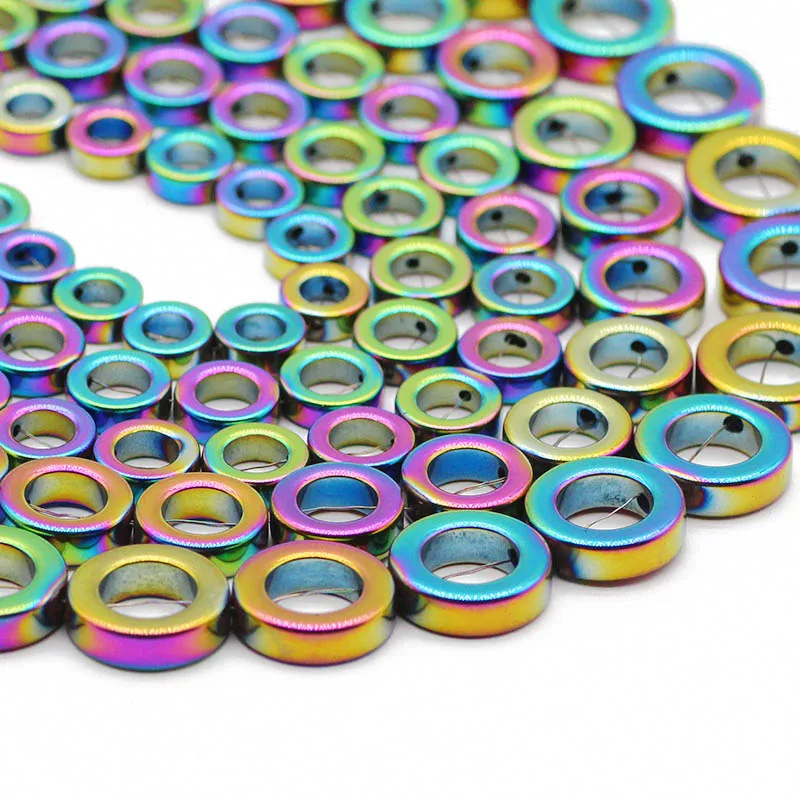 8-14MM Natural Stone Multicolored Round Circle Shape Hematite Spacer Loose Beads for Jewelry Making Bracelet DIY Accessories