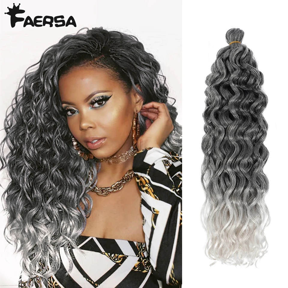 

Ocean Wave Braiding Hair Extensions Crochet Braids Synthetic Hair Hawaii Afro Curl Ombre Curly Blonde Water Wave Braid For Women