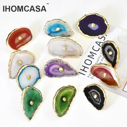 IHOMCASA Nordic Style Luxurious Natural Agate Irregular Crystal Cabinet Knob Drawer Wardrobe Pull Furniture Handles Brass Handle