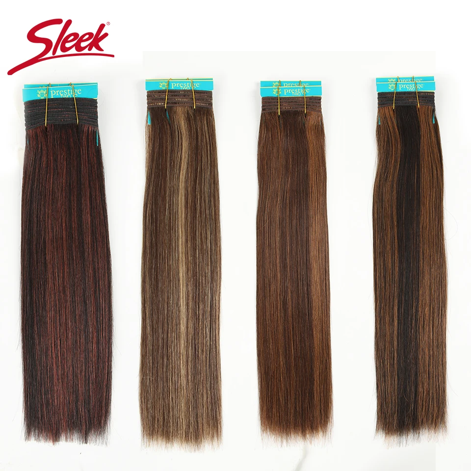 Sleek Double Drawn Braziliaanse Remy Human Hair Bruin 4/30 P1B/30 Silky Straight Hair Weave P4/27 Kleur human Hair Extension 1 Pcs